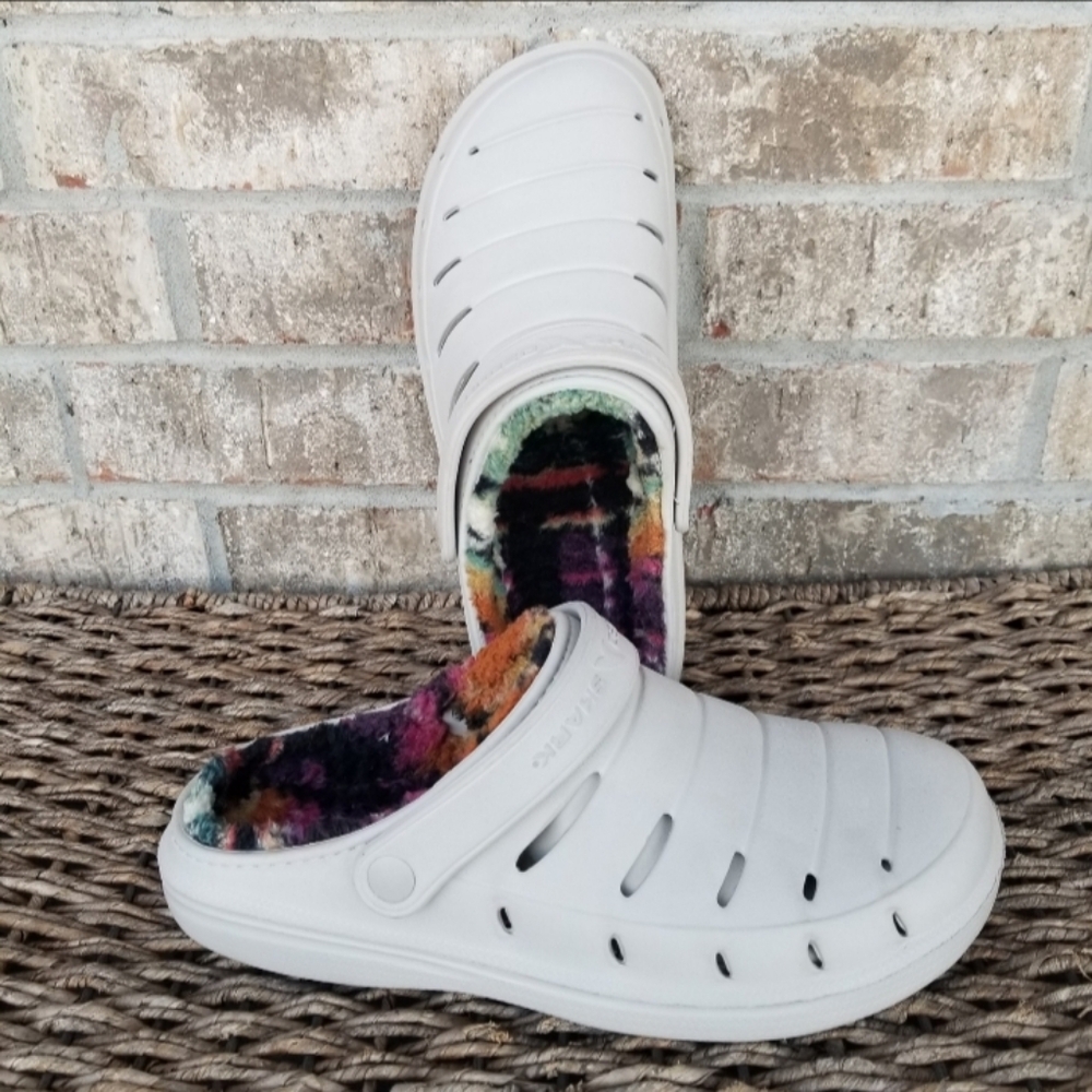 Rugged Shark Mens Gray SlipOn Fleece Lined Clogs (Mens 10) Boat Slippers Shoes